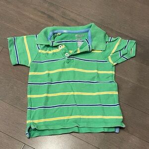 Old Navy Green and Yellow Striped Polo Tee